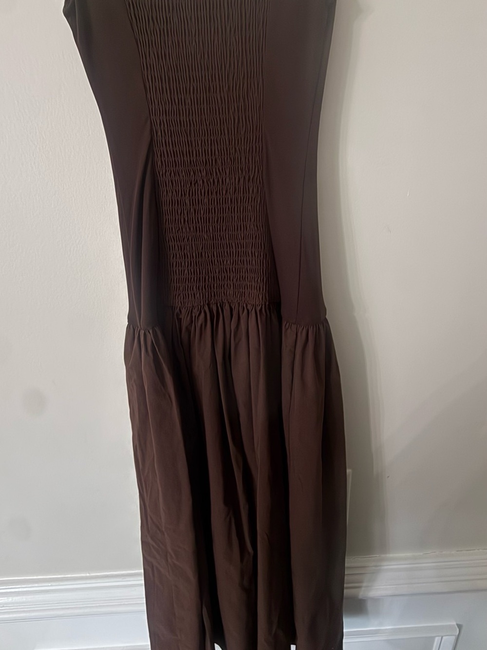 Dark Brown Smocked Maxi Dress - Picture 4 of 4